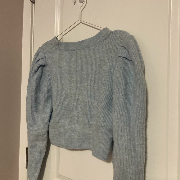 Baby Blue Button-Up Cropped Blouse Caridgan - Picture 4 of 4